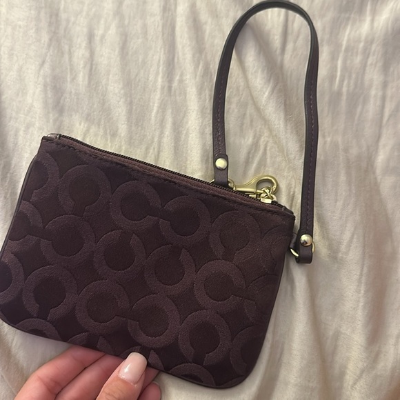 Coach brown canvas wristlet wallet - Picture 2 of 3